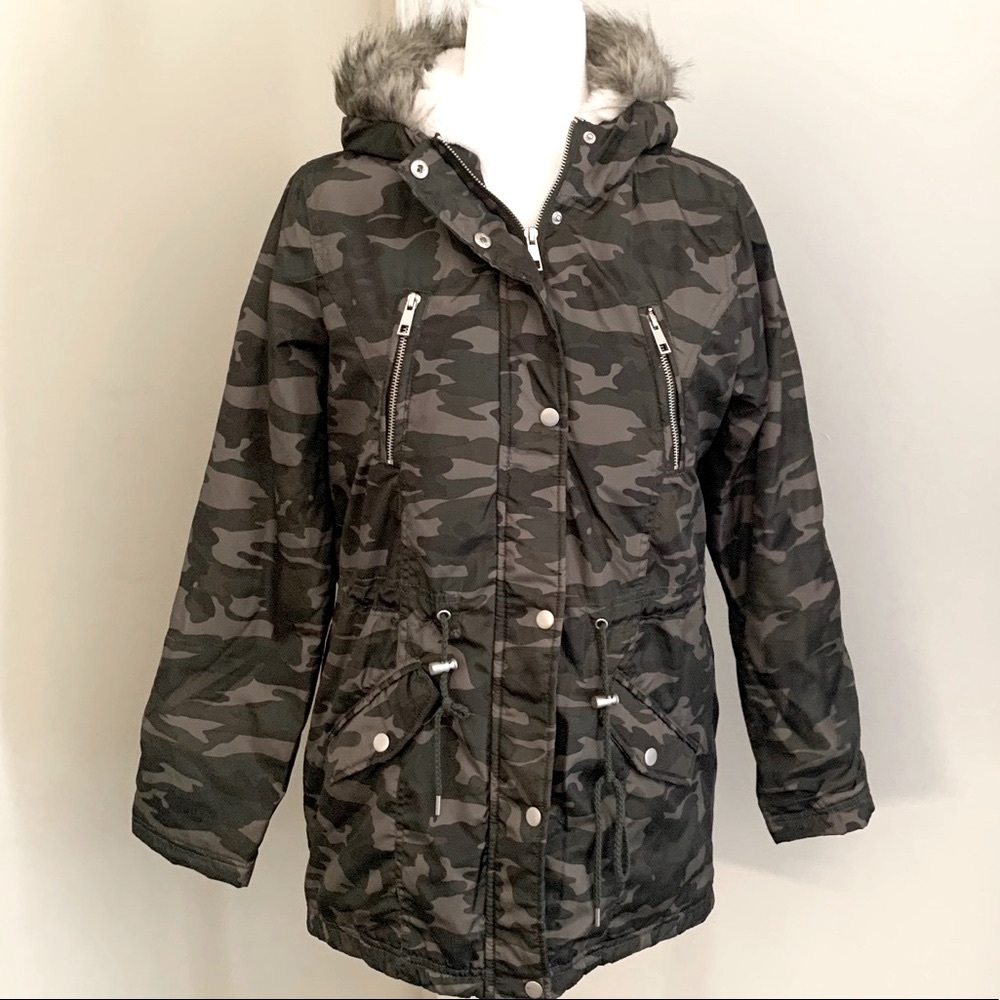 Camo Jacket with Fur Hood